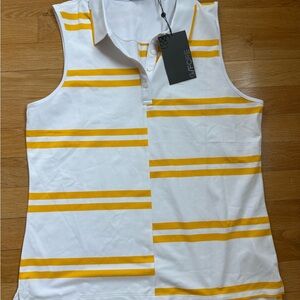 G/FORE White and Yellow Striped Sleeveless Top